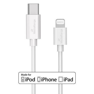 MediaRange Lade- u. Datenkabel USB-C auf Lightning 1m weiß