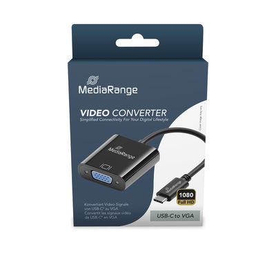 MediaRange USB-C zu VGA Video Konverter, 20cm, Schwarz