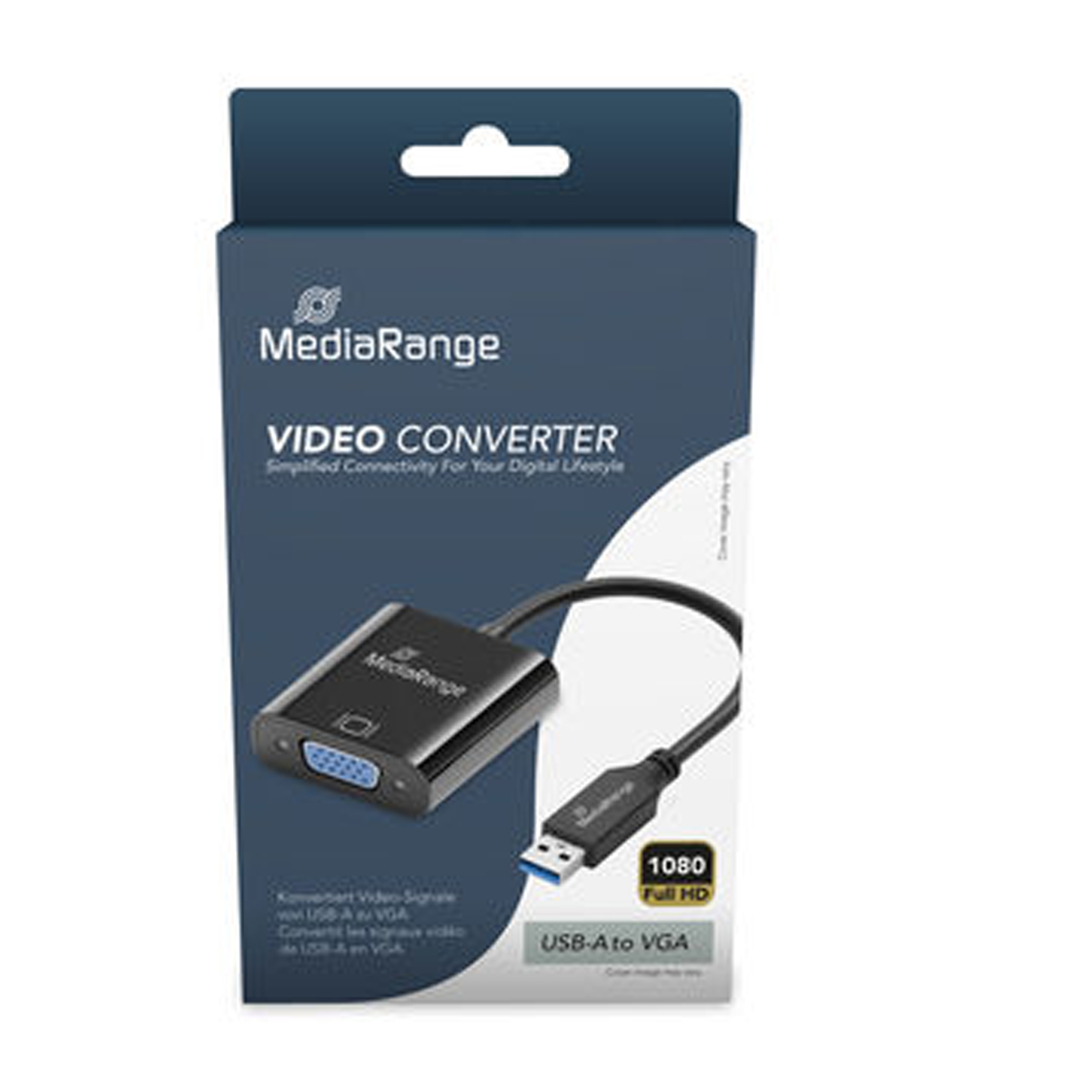 MediaRange USB-A 3.0 auf VGA(HD15)Video Konverter, 20cm, sw