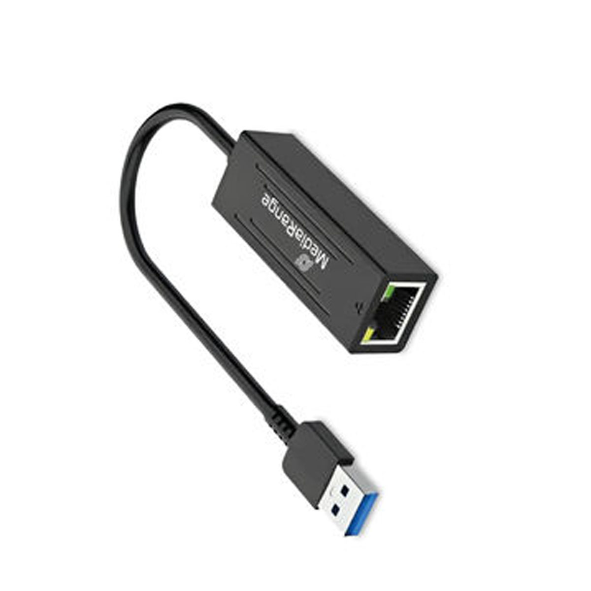 MediaRange USB-A Netzwerkadaper mit RJ45 Port, 20cm, sw Adapter