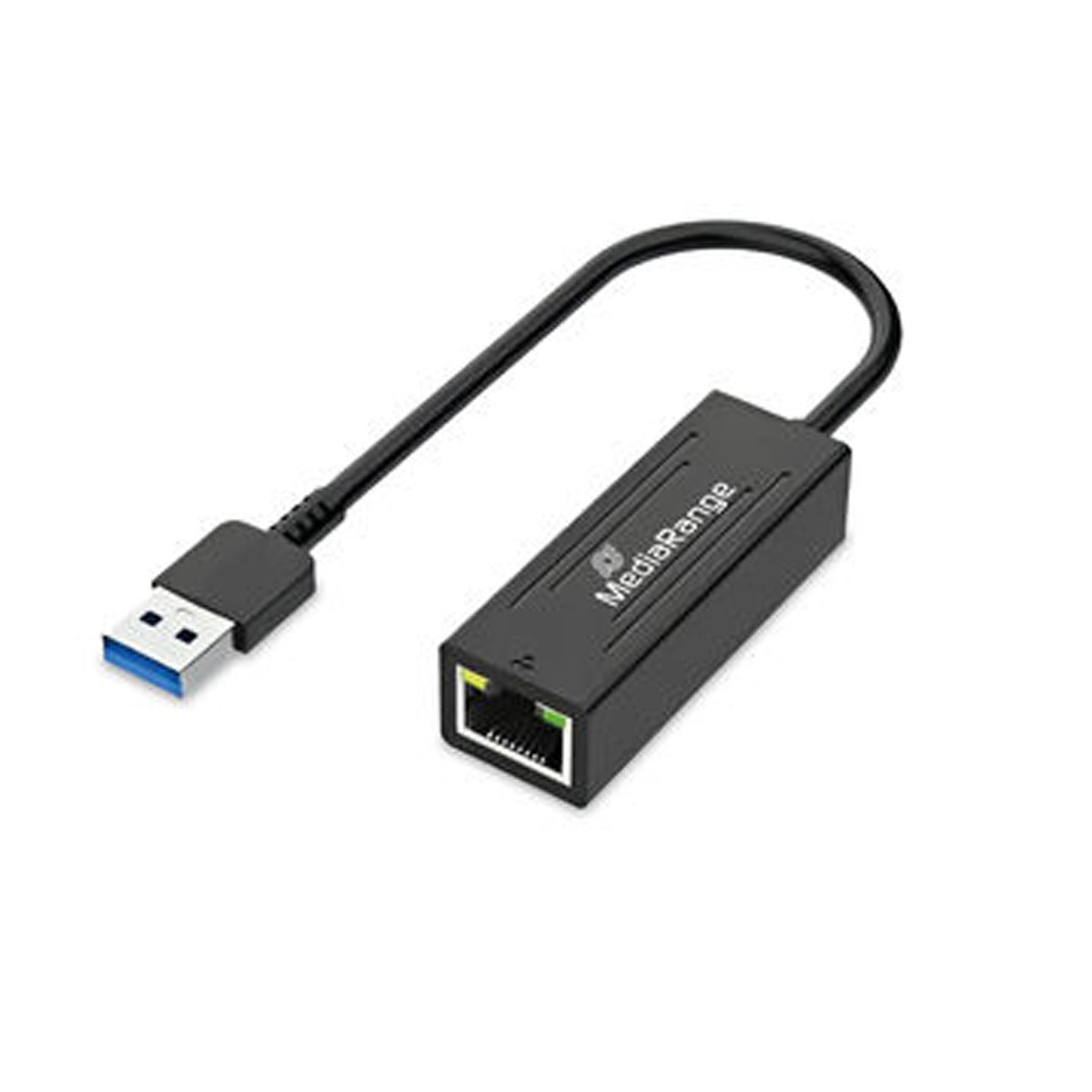 MediaRange USB-A Netzwerkadaper mit RJ45 Port, 20cm, sw