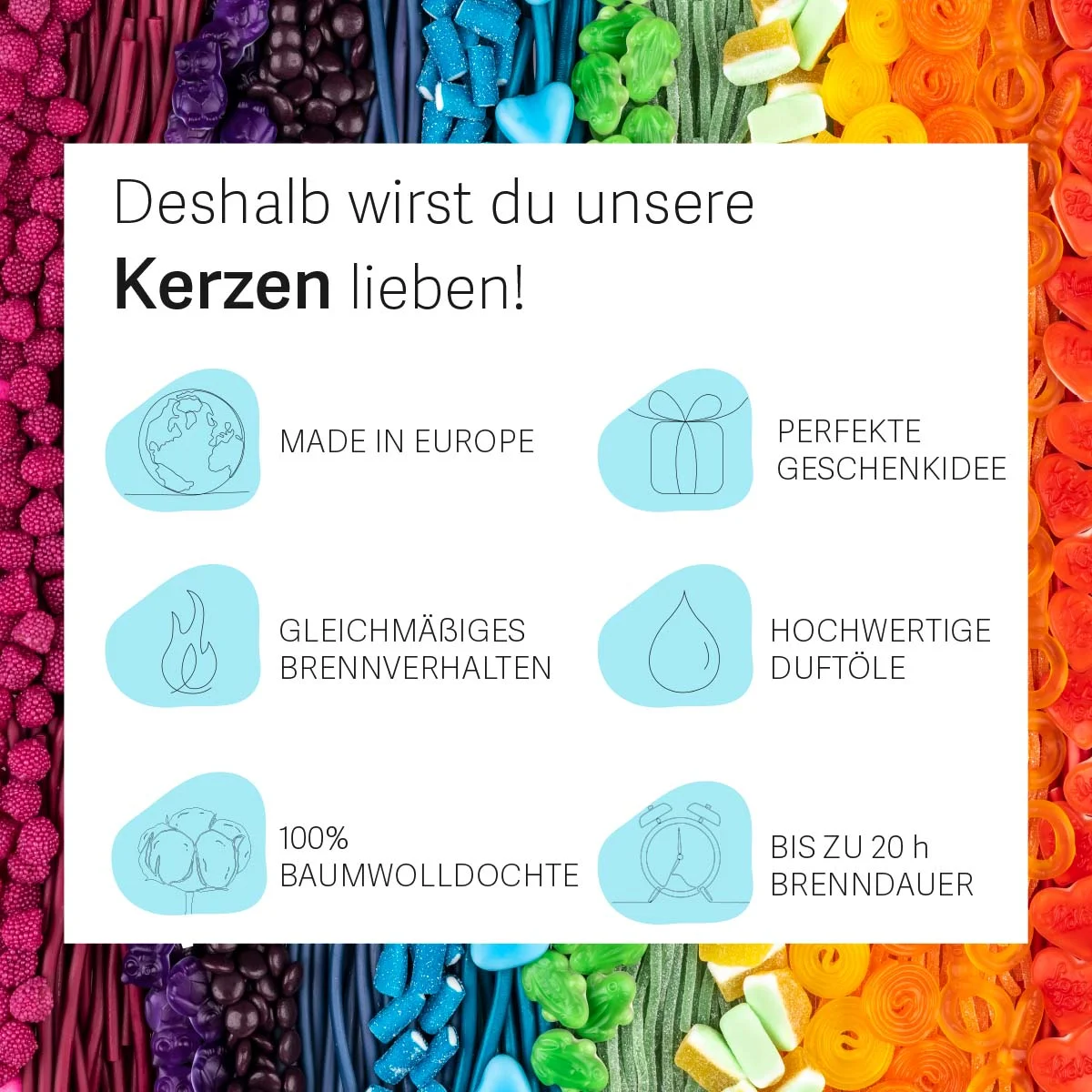 Haribo Duftkerze im Geschenkkarton Melon Mix - 85g