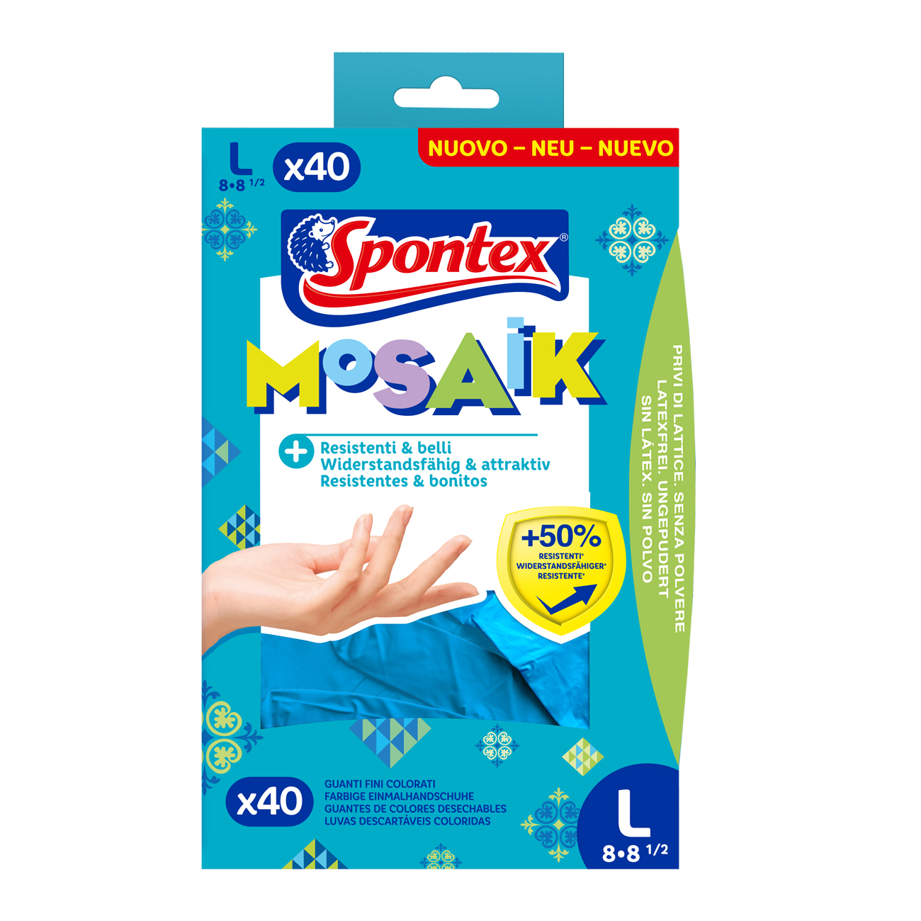 Spontex Einmalhandschuhe Mosaik 40er Pack Gr. 8 Handschuhe
