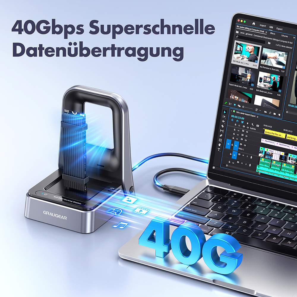 GRAUGEAR Docking Station 4.0 für M.2 PCIe Gen4x4 NVMe SSD