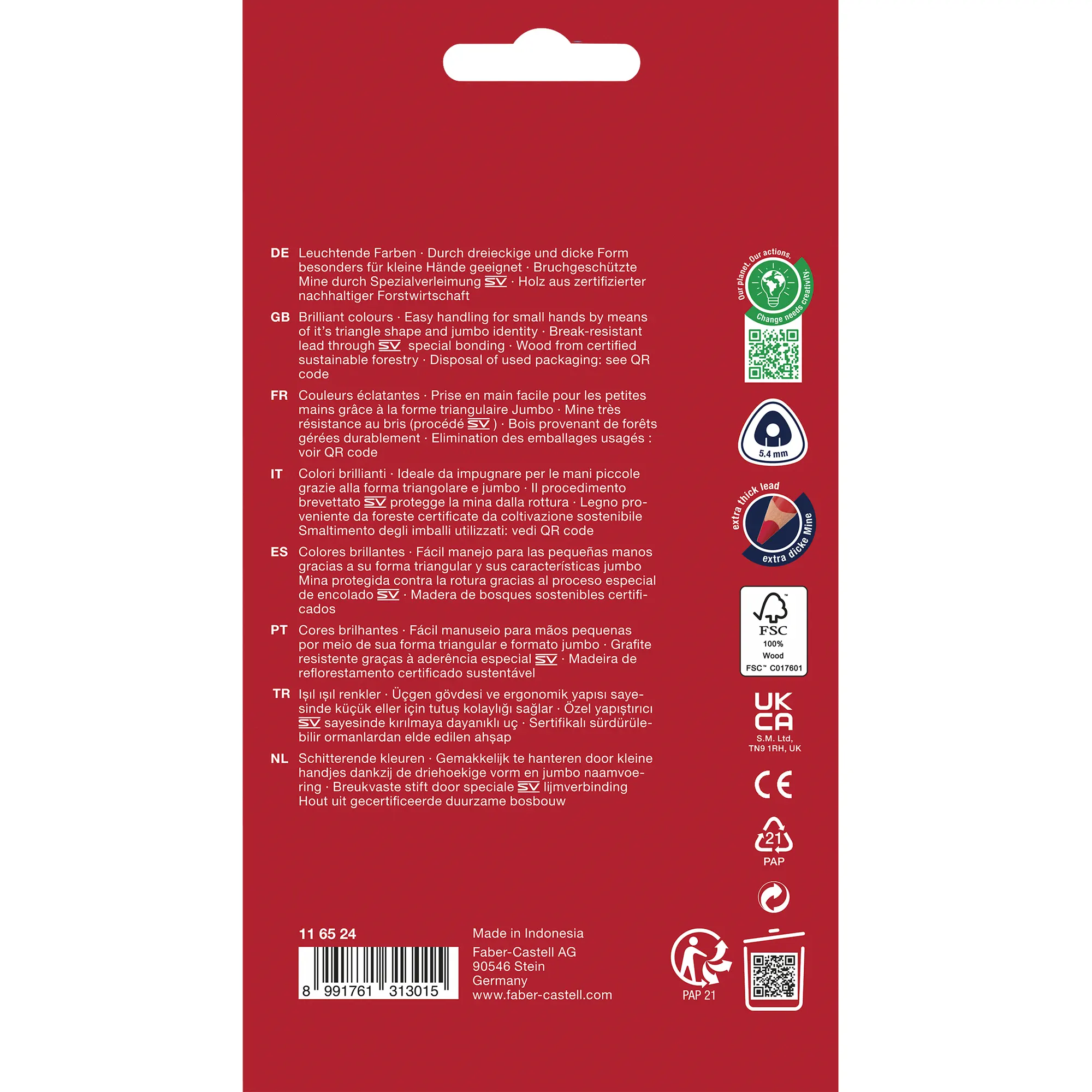 FABER-CASTELL Buntstift dreikant Jumbo 5.4mm 24er Karton