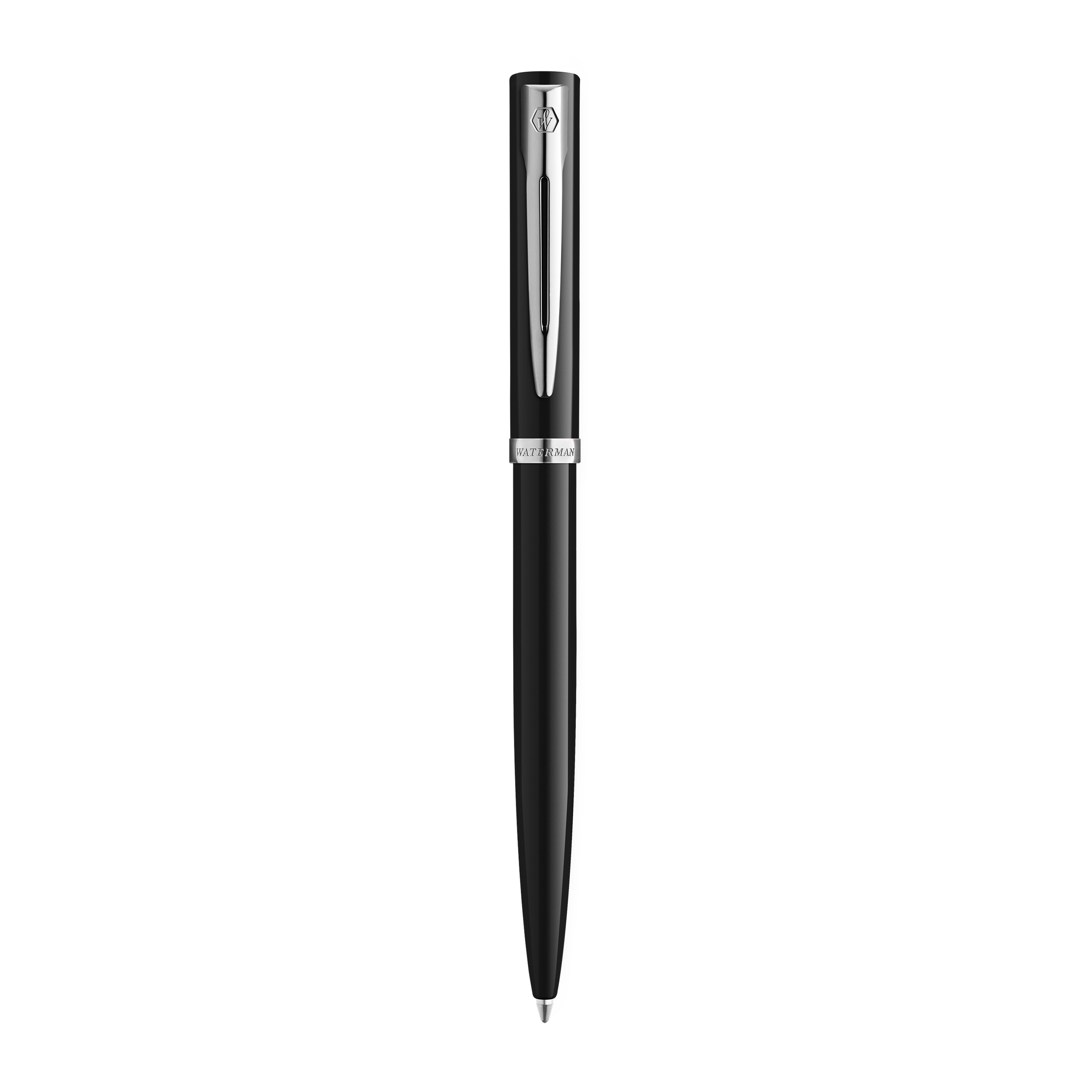 WATERMAN Kugelschreiber IMPRESSION schwarzer Lack CT M Blau Geschenkbox