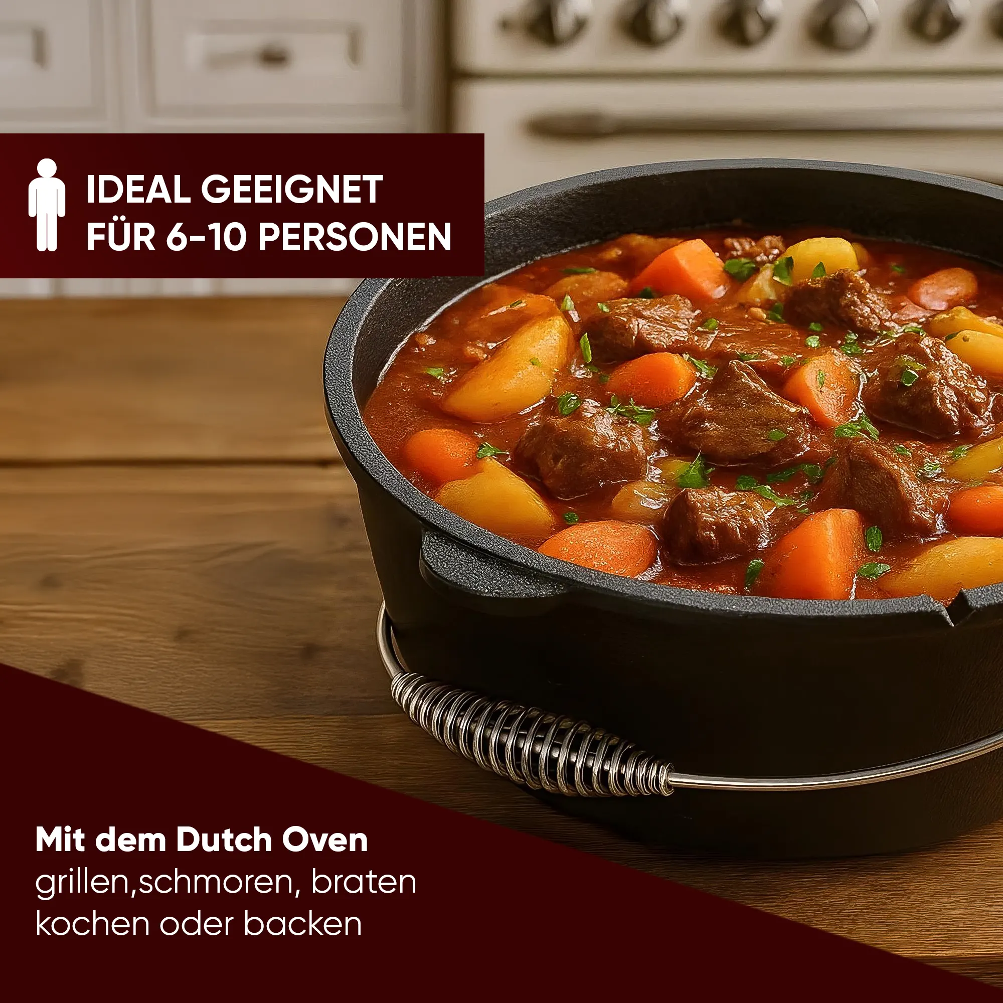Gusskönig Klassisch Dutch Oven Set 9 L ohne Füße