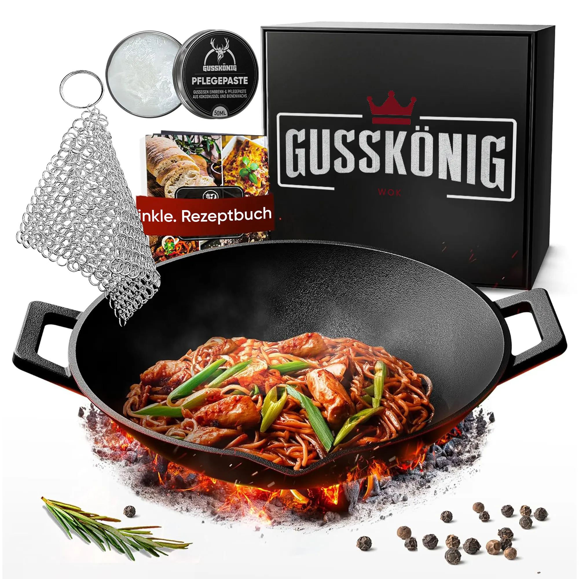 Gusskönig Eingebrannte Wokpfanne 36cm Var.2 Grillpfanne