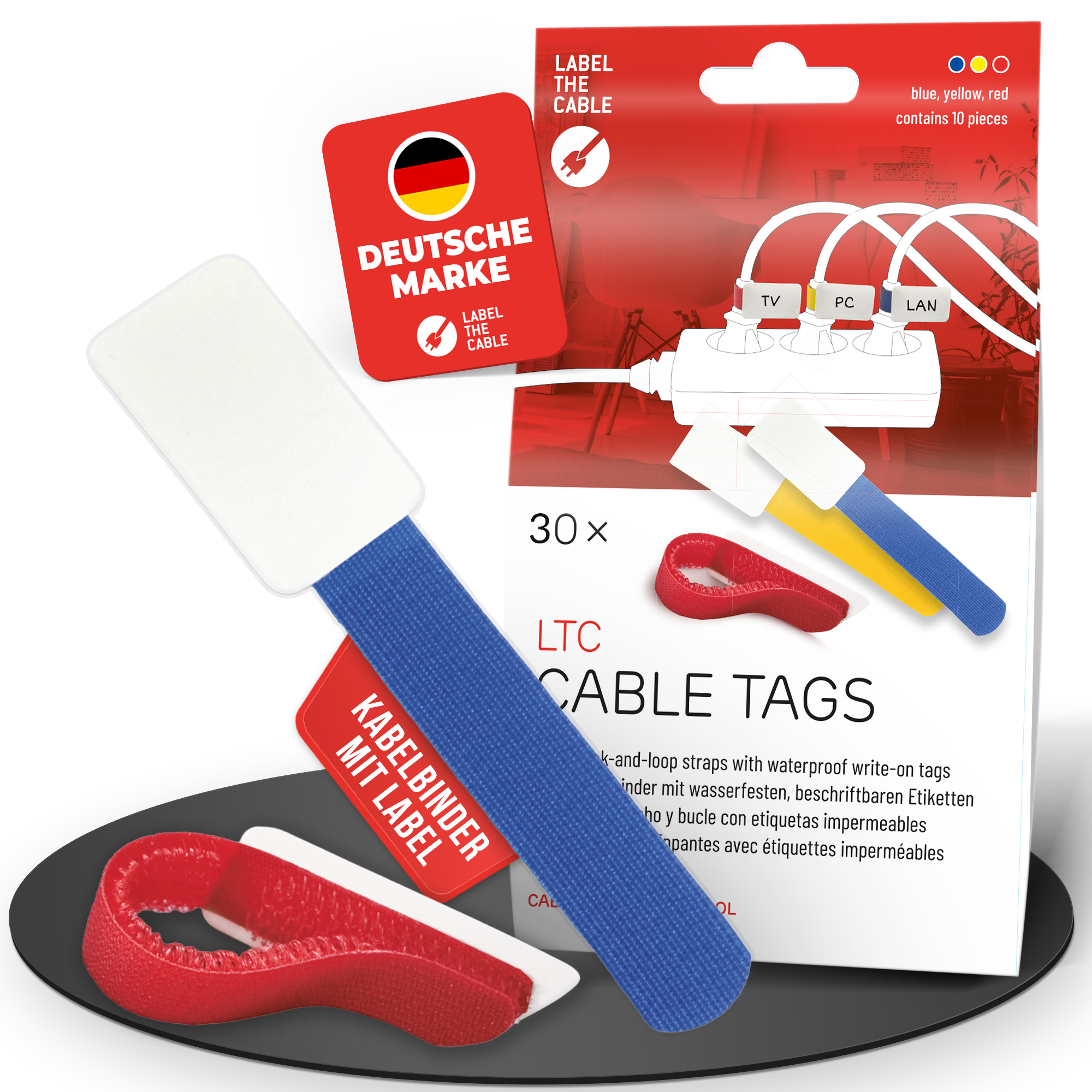 LTC Klettkabelbinderlabel Set wiederverwendbar, mix,30er