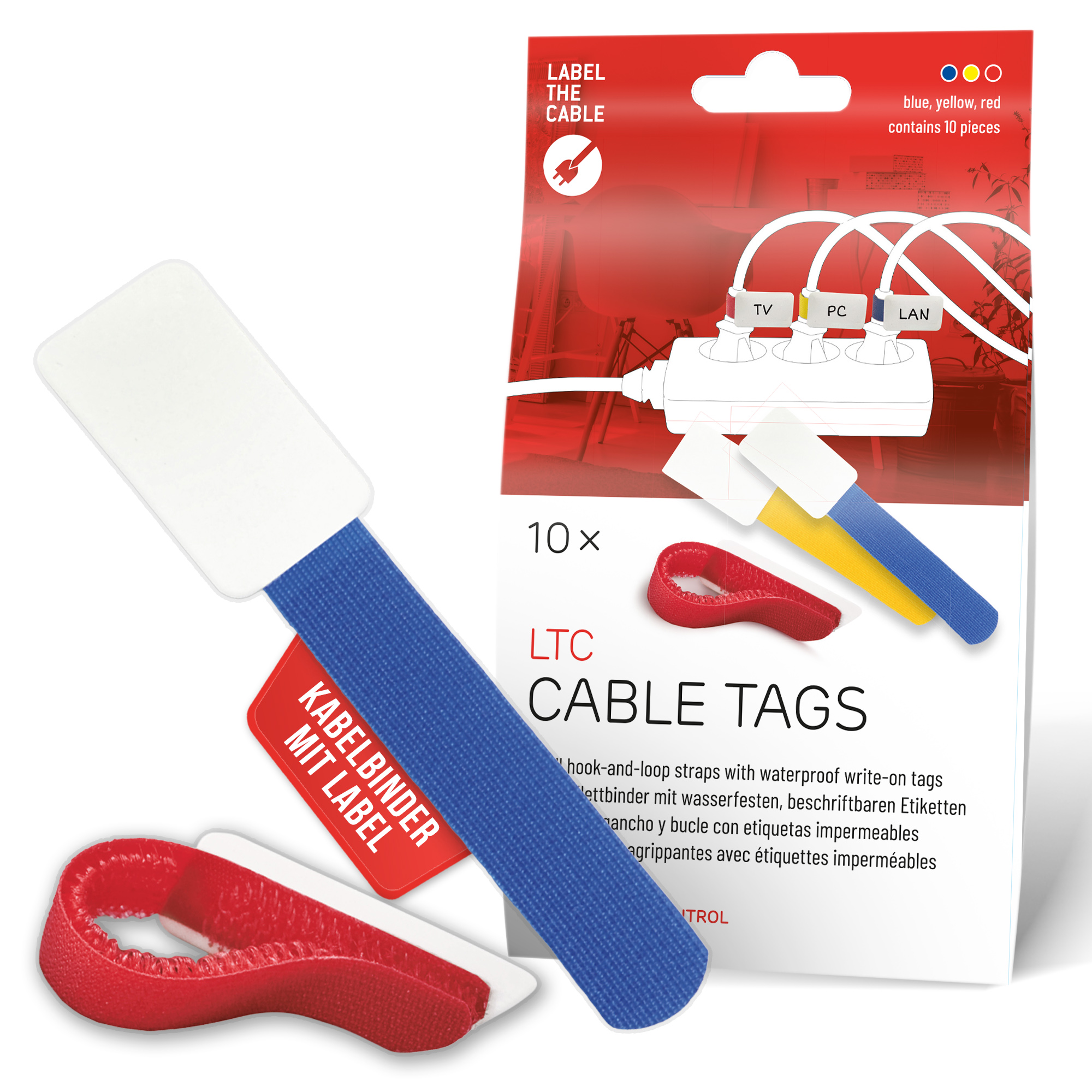 LTC Klettkabelbinderlabel Set wiederverwendbar, mix,10er