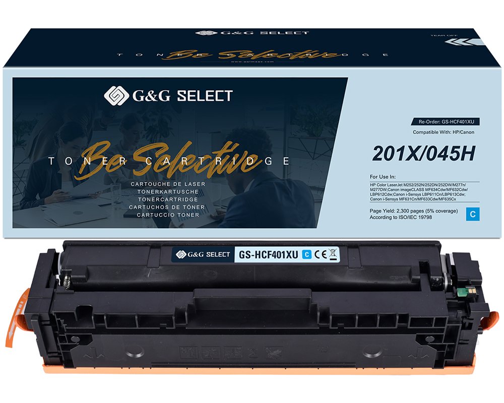 Toner ersetzt HP Canon 201X 045H Kompatibel Cyan CF401X Cartridge 045H Cyan GS-HCF401X(U)