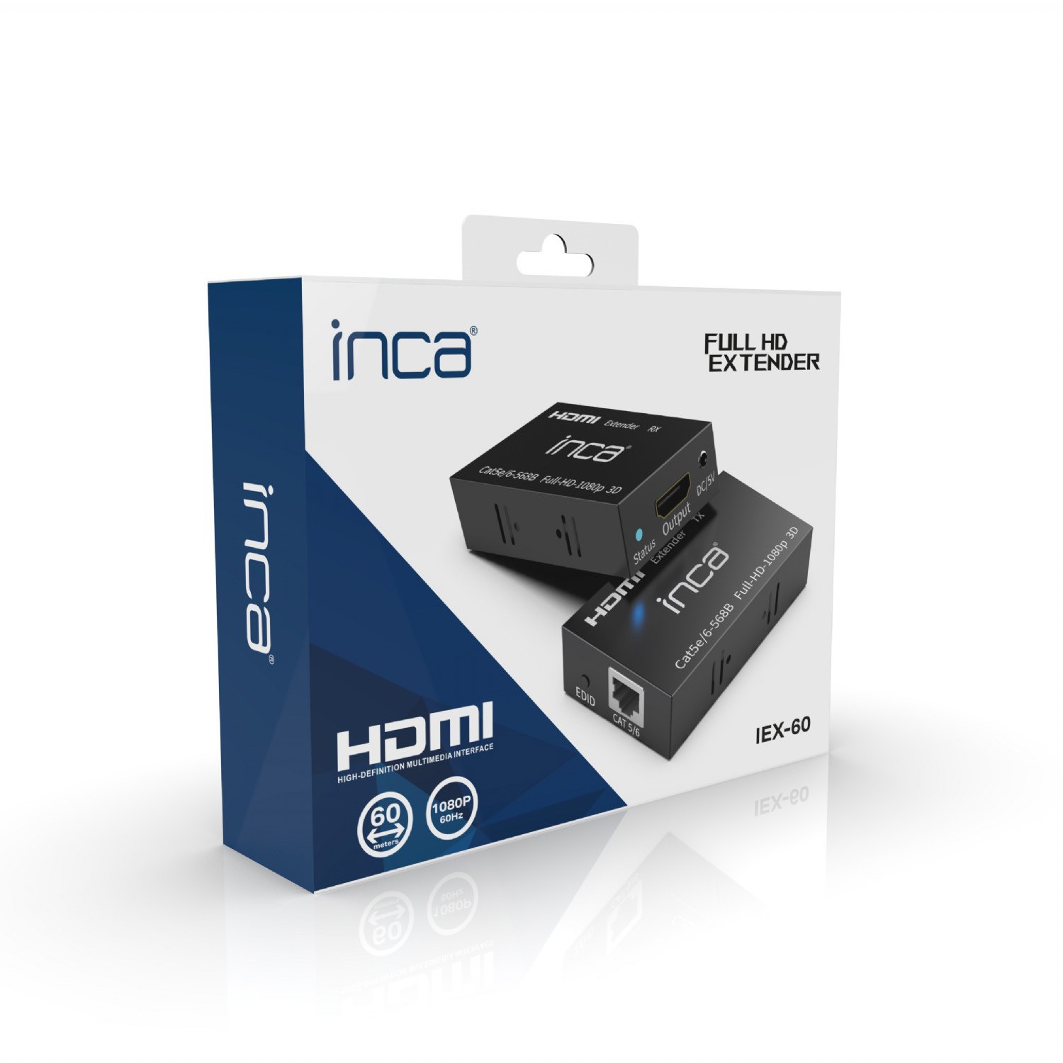 INCA HDMI-Extender HDMI1.4-In/Out/Cat5e/6 Full-HD 60Hz    sw KVM