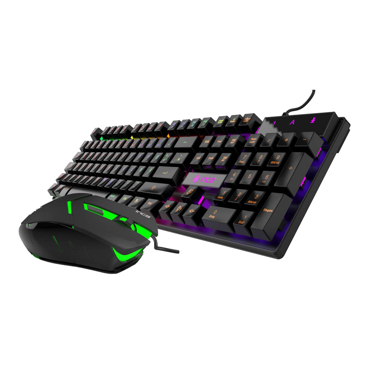 INCA Gaming Maus+Tastatur RGB/ 3200DPI/6Tasten/1.50m schwarz retail