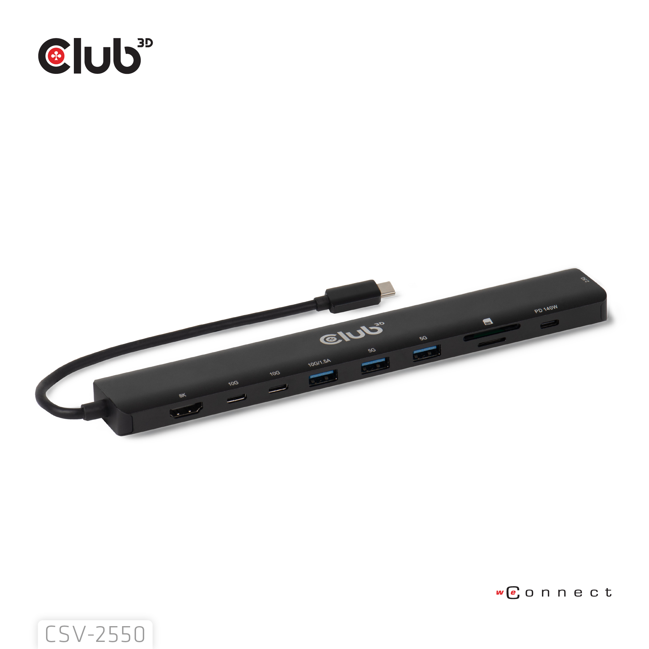 Club3D USB-C 10in1-HUB >HDMI/3xUSB-C/3xUSB/LAN 8K30Hz PD140W retail