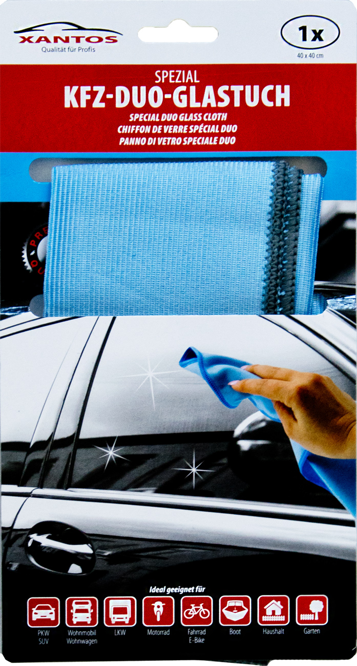 XANTOS DUO-Glasreinigungstuch 40x40cm blau KFZ Zubehör