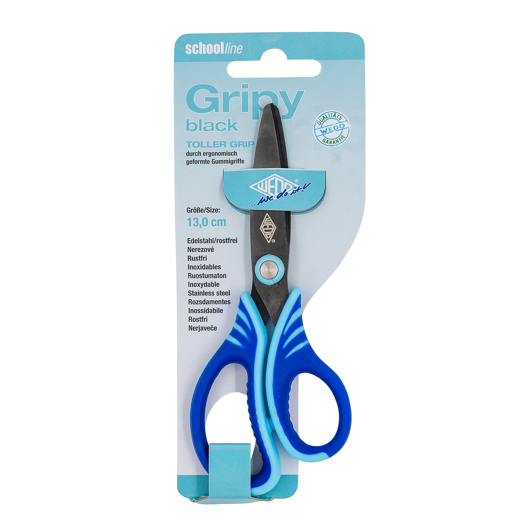 WEDO Schere GRIPY BLACK 13cm auf SB-Karte, rund