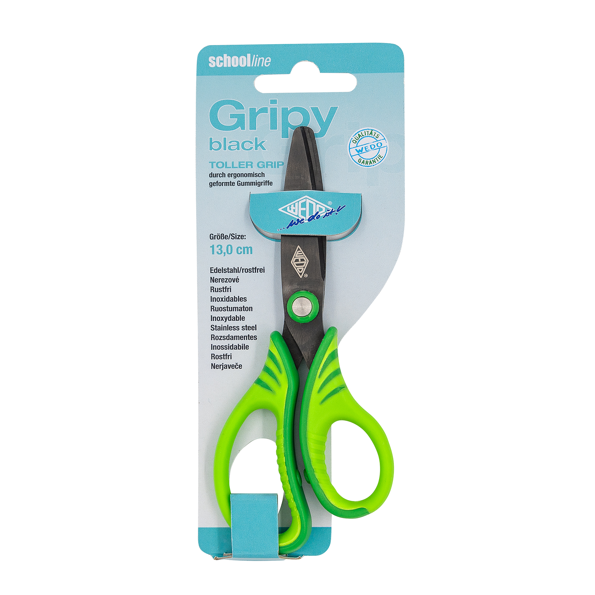 WEDO Schere GRIPY BLACK 13cm auf SB-Karte, rund PapierBüroSchreibwar