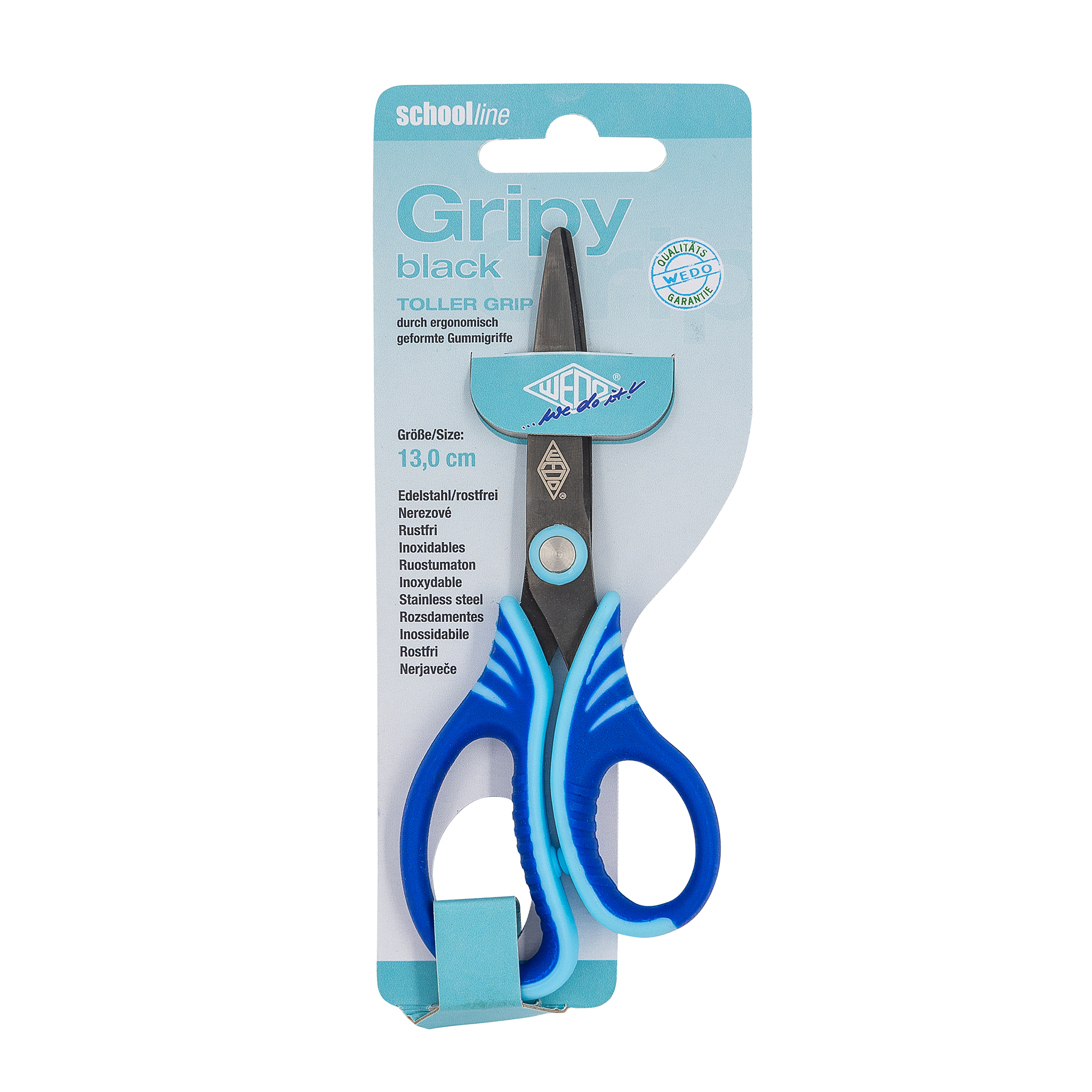 WEDO Schere GRIPY BLACK 13cm SB-Karte, spitz, farbig sort. PapierBüroSchreibwar