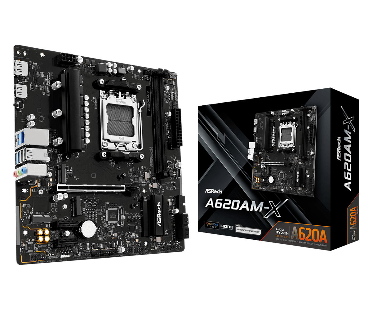 ASRock A620AM-X                  AM5 mATX HDMI/&shy;DP       DDR5