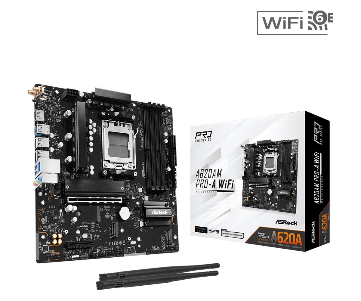 ASRock A620AM Pro-A WiFi         AM5 mATX HDMI          DDR5