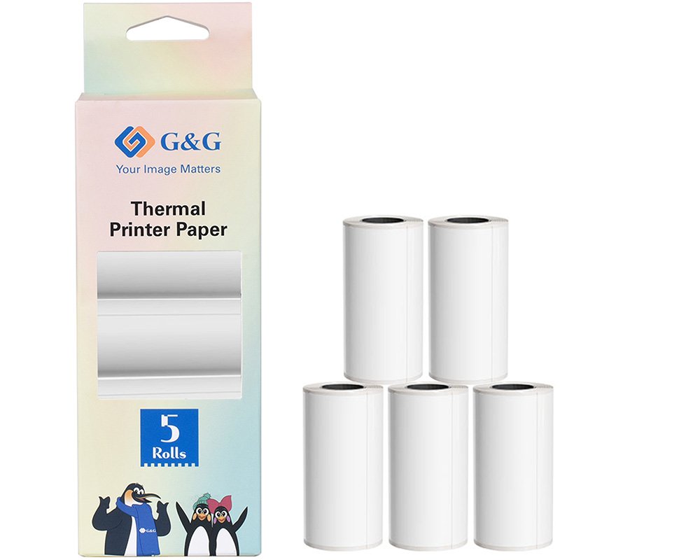 G&G Thermopapier 5 Stück 57x30 mm selbstklebend 3,8 m lang Papier