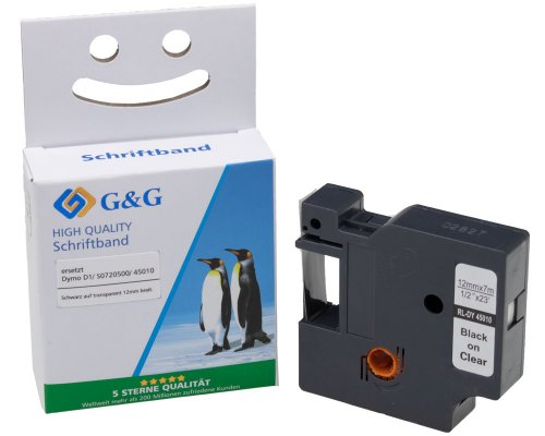 G&G Schriftband kompatibel mit DYMO D1/ S0720500/ 45010