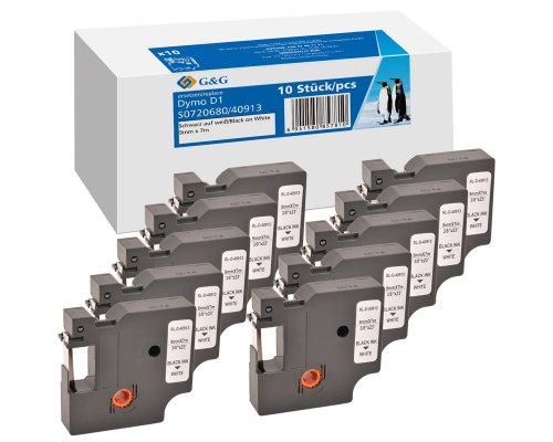 G&G Schriftband 10ner Set für DYMO D1/ S0720680/ 40913