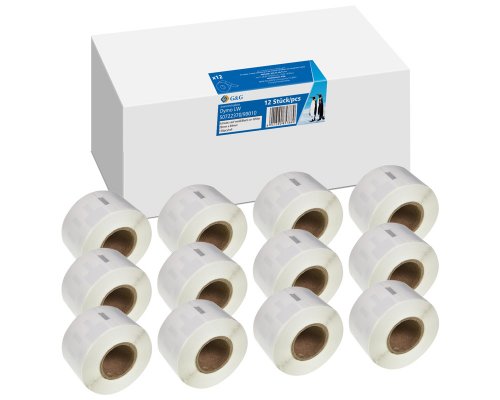 G&G Etiketten 12 x 130 Stück für DYMO 99010/ S0722370 Etiketten