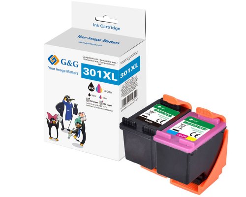 G&G High Quality Patronen 2er Set für HP 301XL BKxC Patronen HP