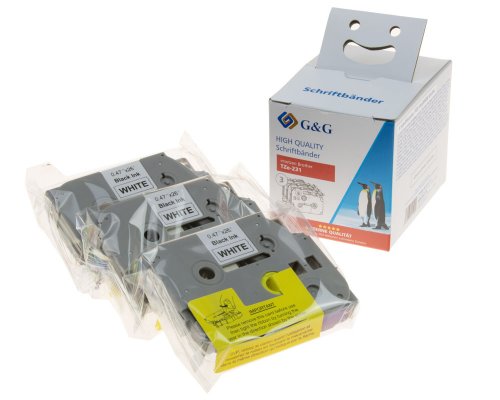G&G 3er-Pack Schriftband 12 mm für Brother TZe-231