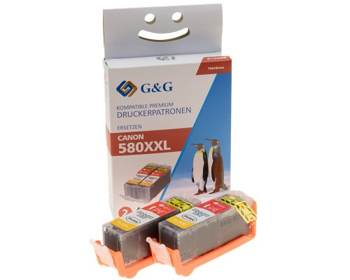 G&G XXL-Patronen 2er Set kompatibel mit Canon PGI-580BK XXL Patronen Canon