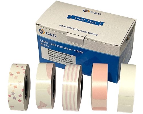 G&G Etikettenrolle 5er Set mit verschiedenen Muster 15x50mm Etiketten