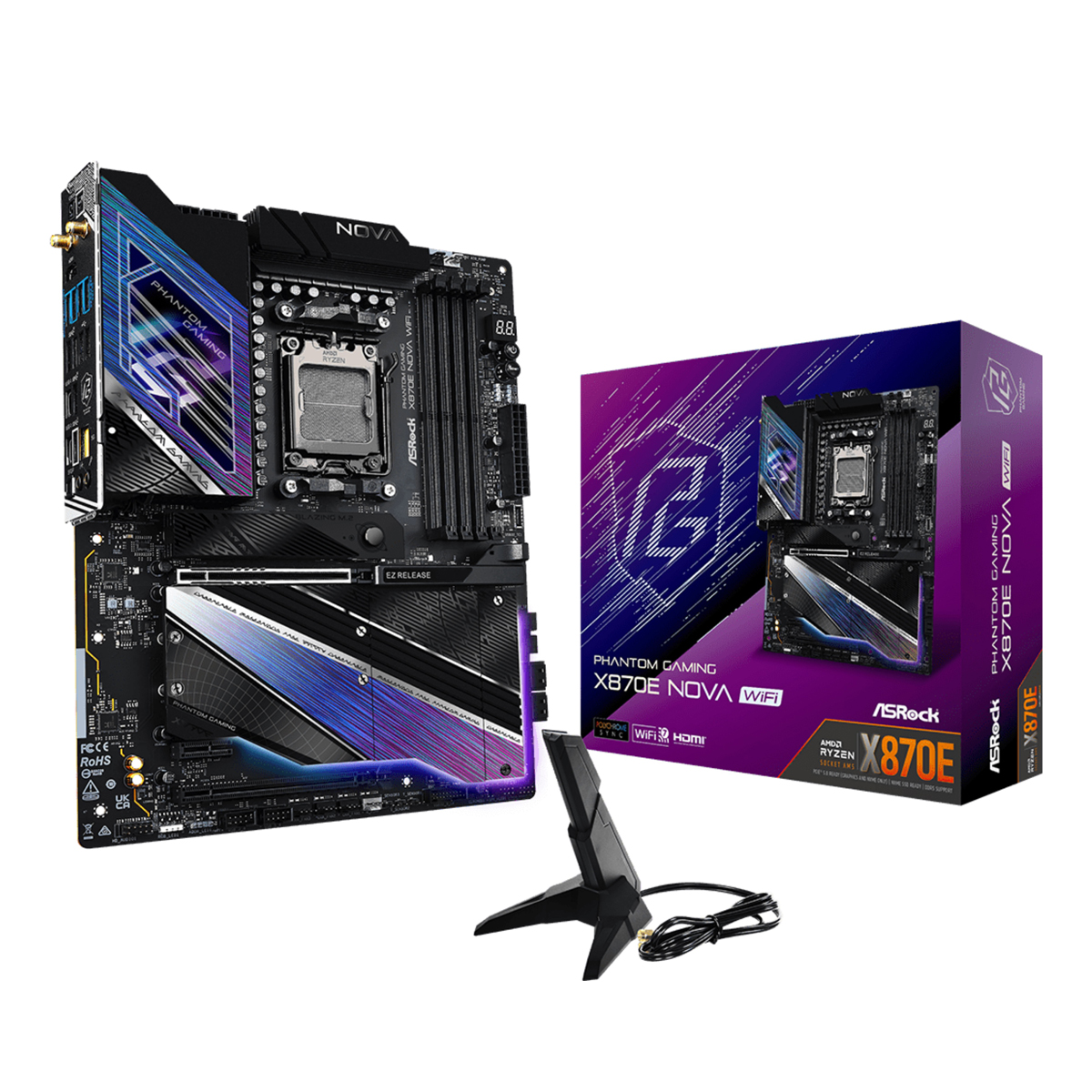 ASRock X870E Nova WiFi           AM5 ATX  HDMI/USB-C    DDR5 retail Mainboards AMD