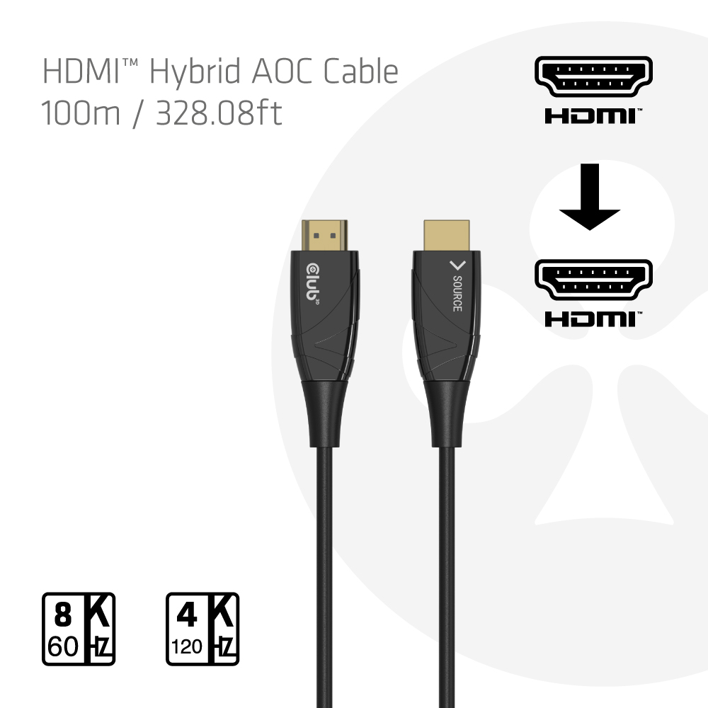 Club3D HDMI-Kabel A -> A 2.1 aktiv opt. 8K60Hz UHD 100 Meter retail