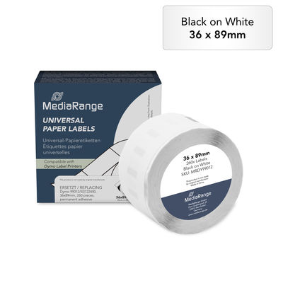 MediaRange Papieretiketten komp. Dymo 36x89mm 260 Stk. sw/ws