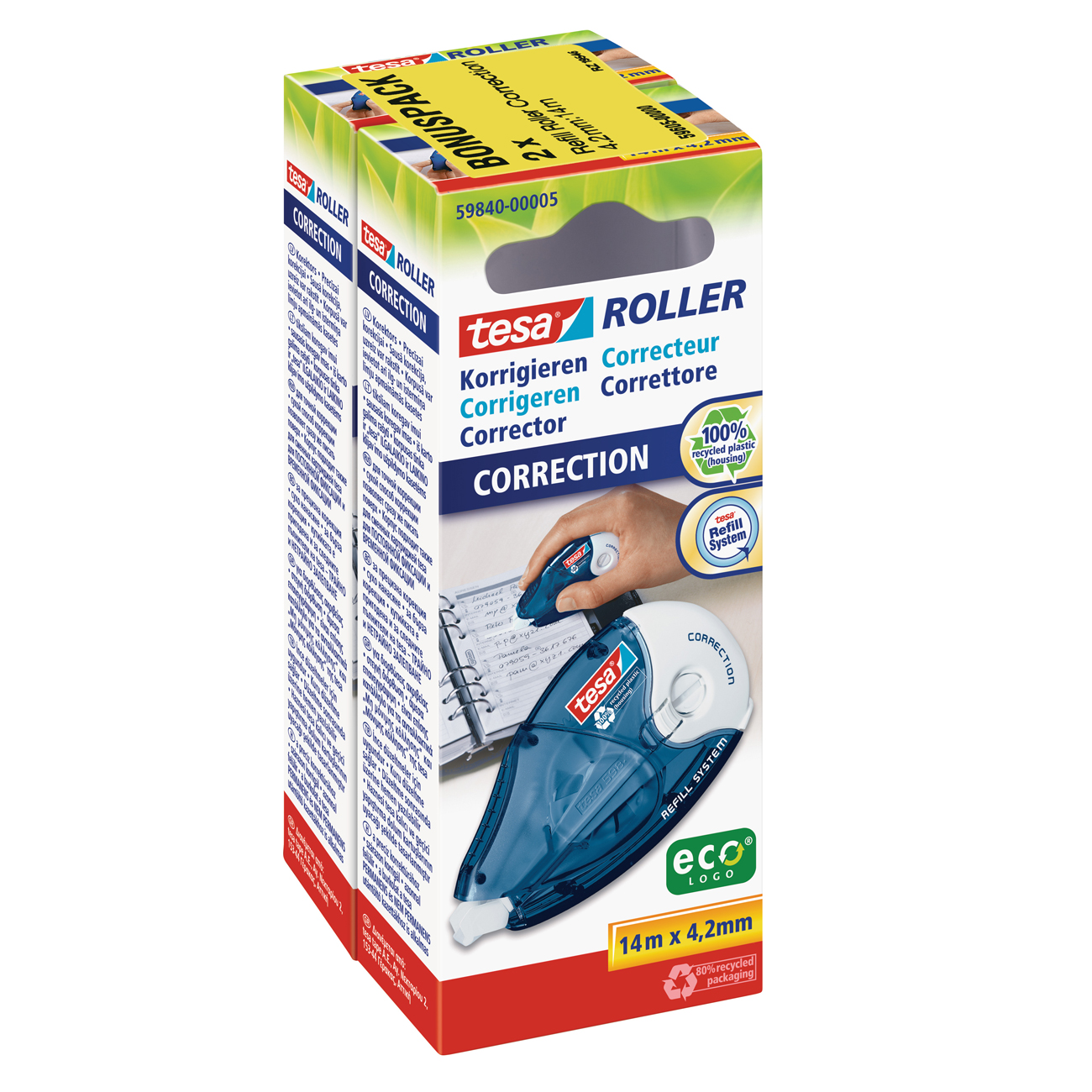 tesa Roller Korrigieren 2x zum Nachfüllk.-Preis Heften,Lochen,Kleben