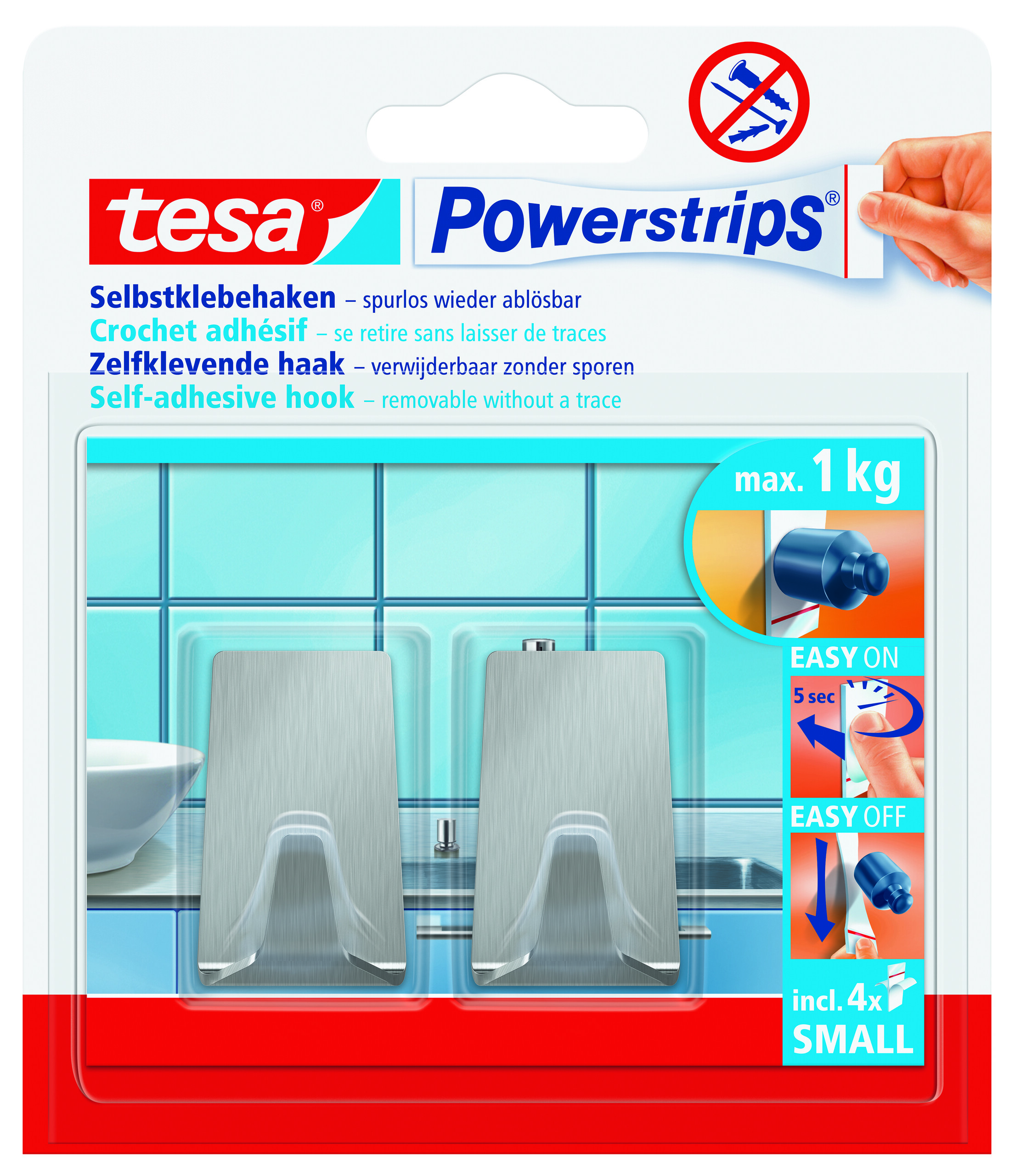 tesa Powerstrips Metallhaken Small Metall, 1 kg