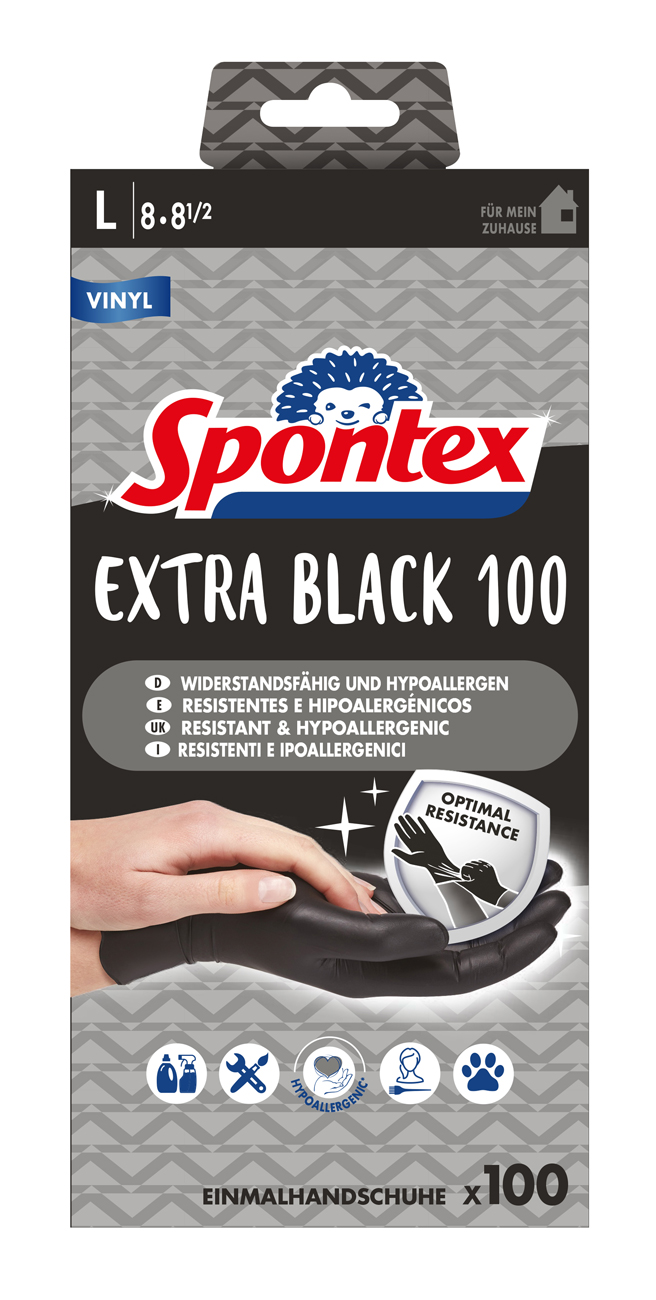 Spontex Einmalhandschuhe Extra Black 100 aus Vinyl Gr. L Handschuhe