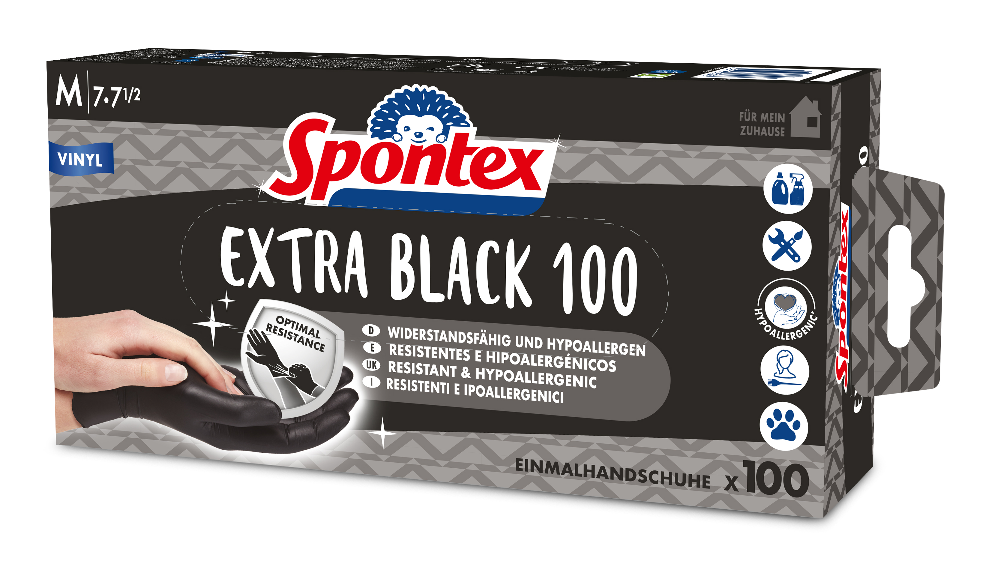 Spontex Einmalhandschuhe Extra Black 100 aus Vinyl Gr. M Handschuhe