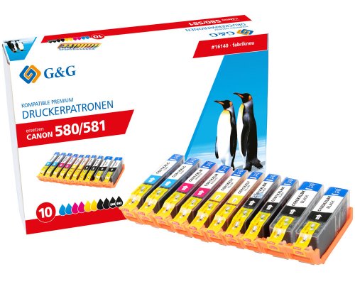 G&G XXL-Patronen 10ner Set für Canon PGI-580/ CLI-581 Patronen Canon