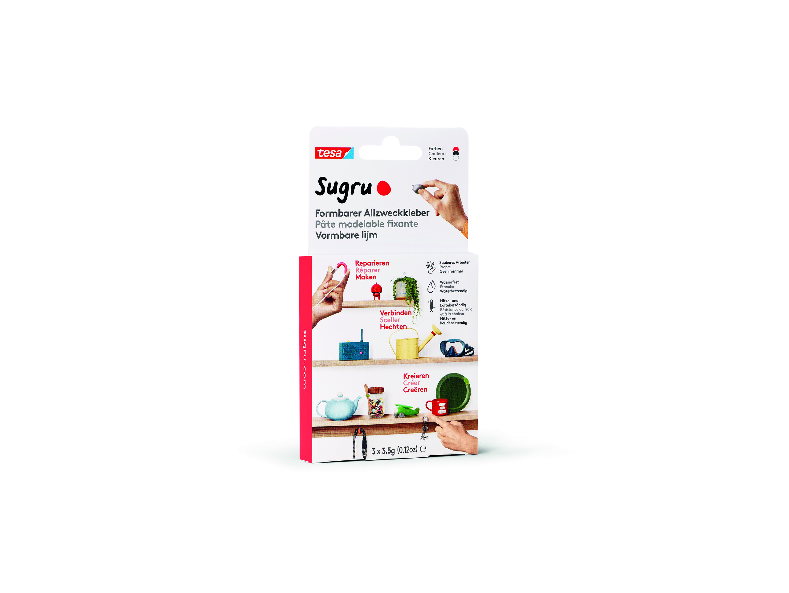 tesa Sugru formbar Allzwckkleb 3er schw./weiss/gr eng. Vers.