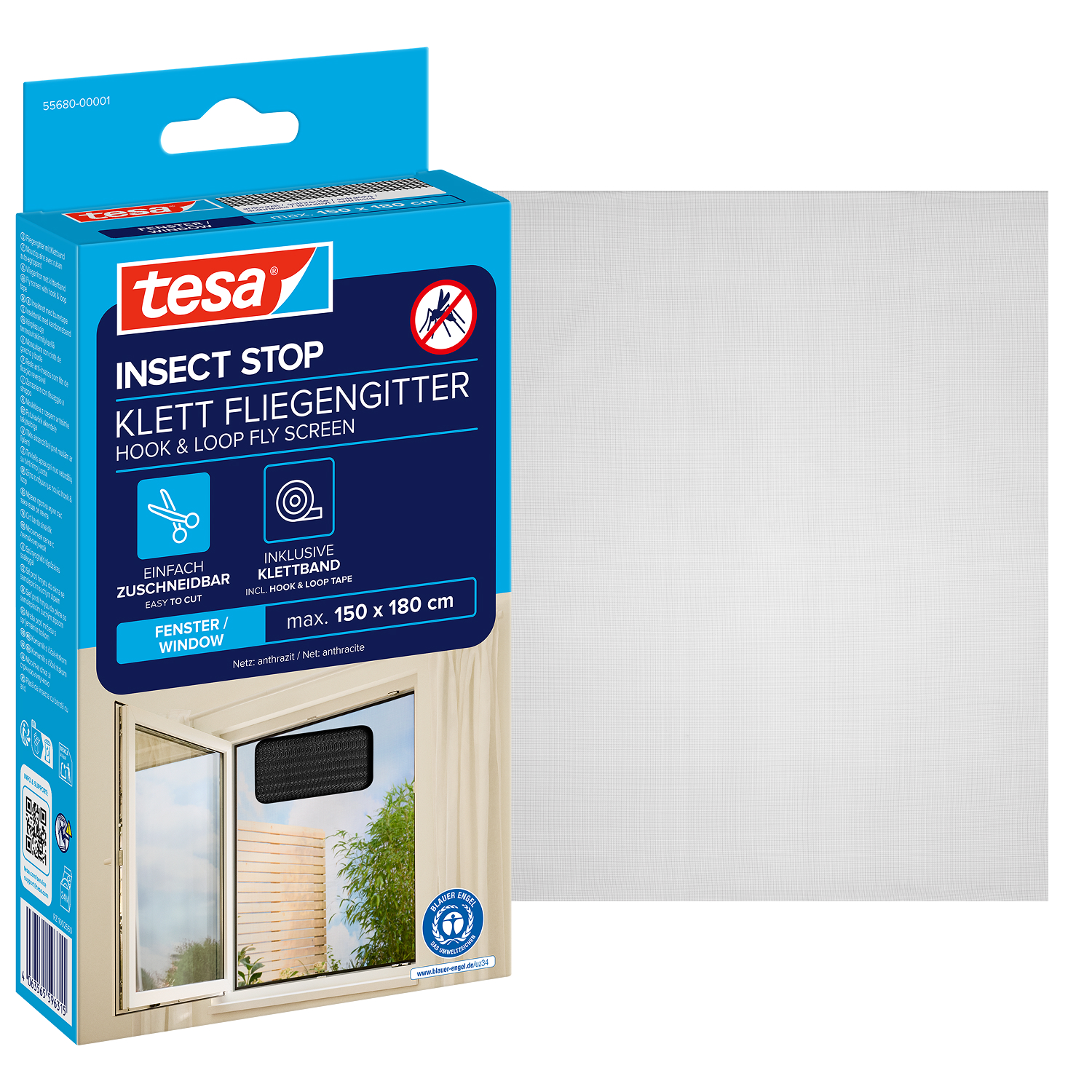 tesa Fliegengitter Standard insect stop 1,5x1,8m anthrazit
