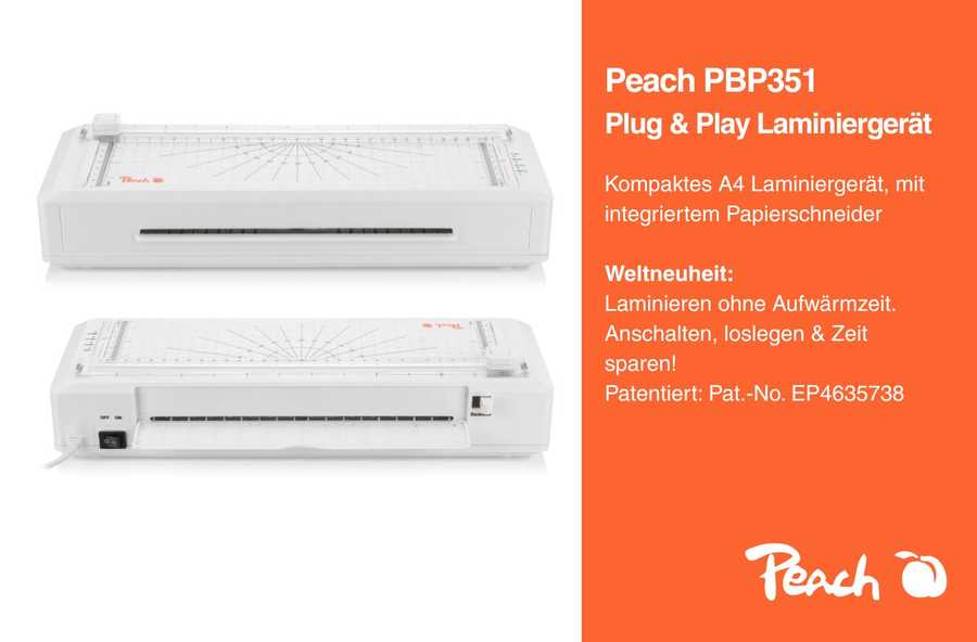 Peach Laminiergerät 2-in-1 Plug & Play A4 ohne Aufwärmzeit Laminiergeräte