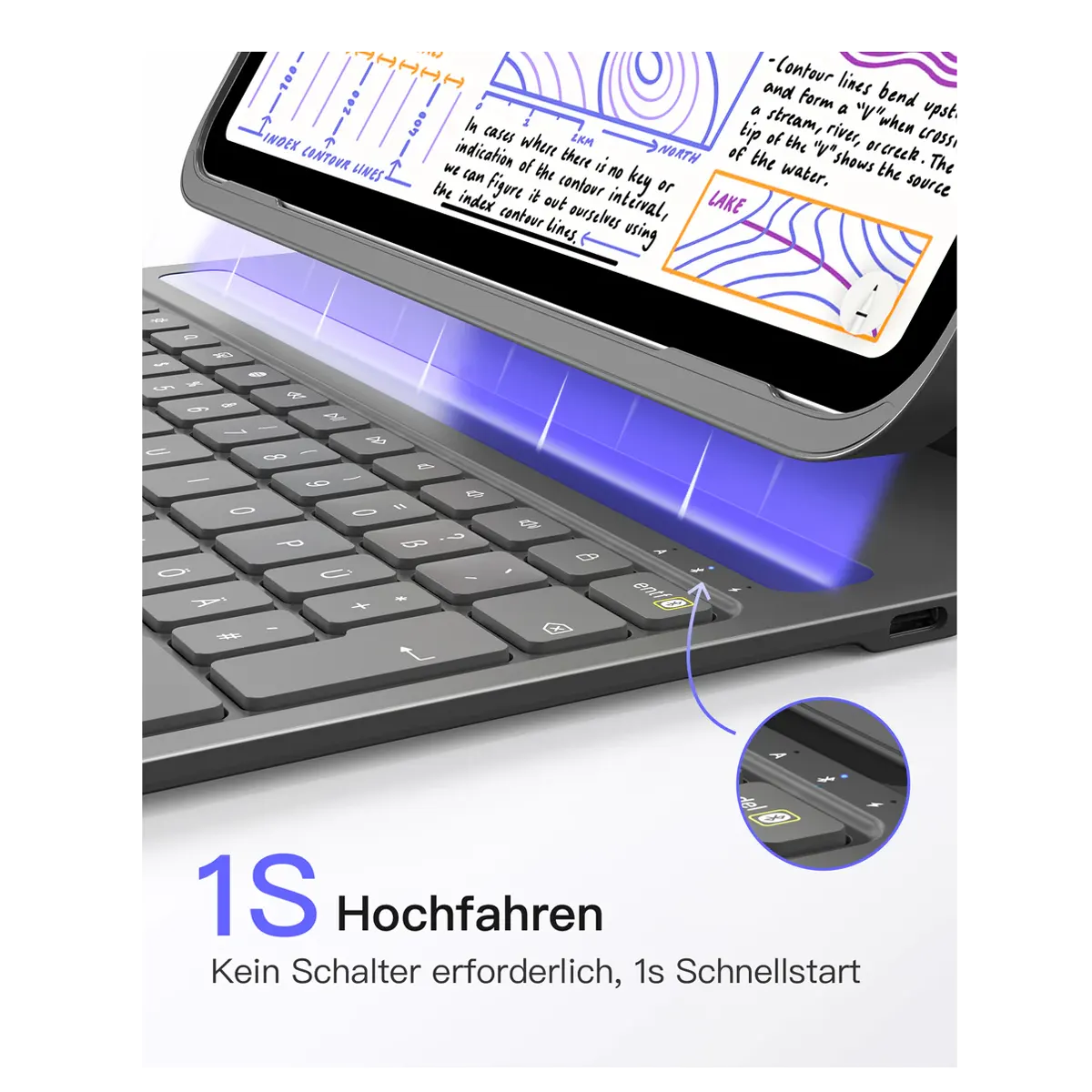 inateck Keyboard iPad Air 13"Pro 12,9" Compat.QWERTZ gray