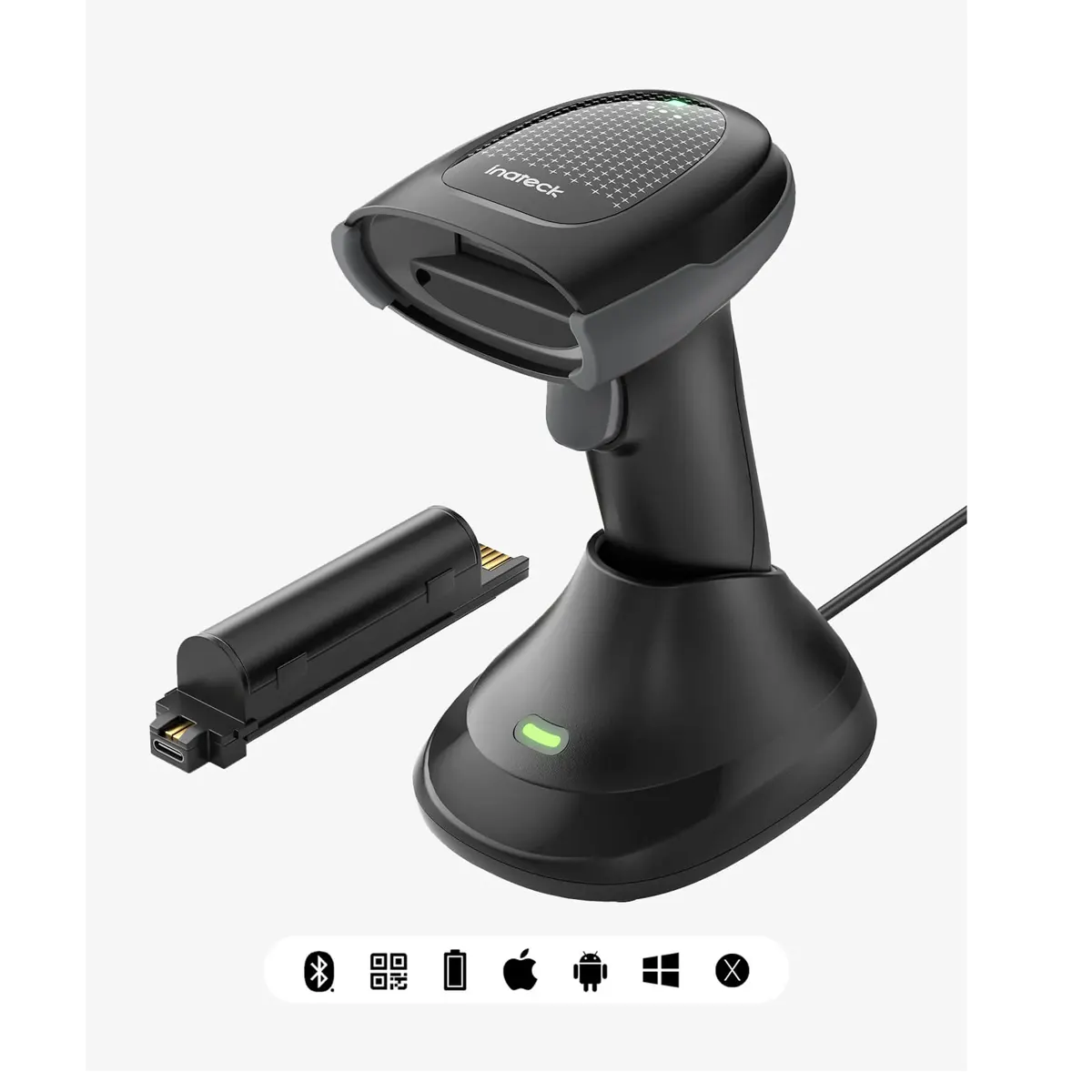 inateck Barcodescanner Pro 170B Black Kit Wireless 1D 2D Barcodescanner