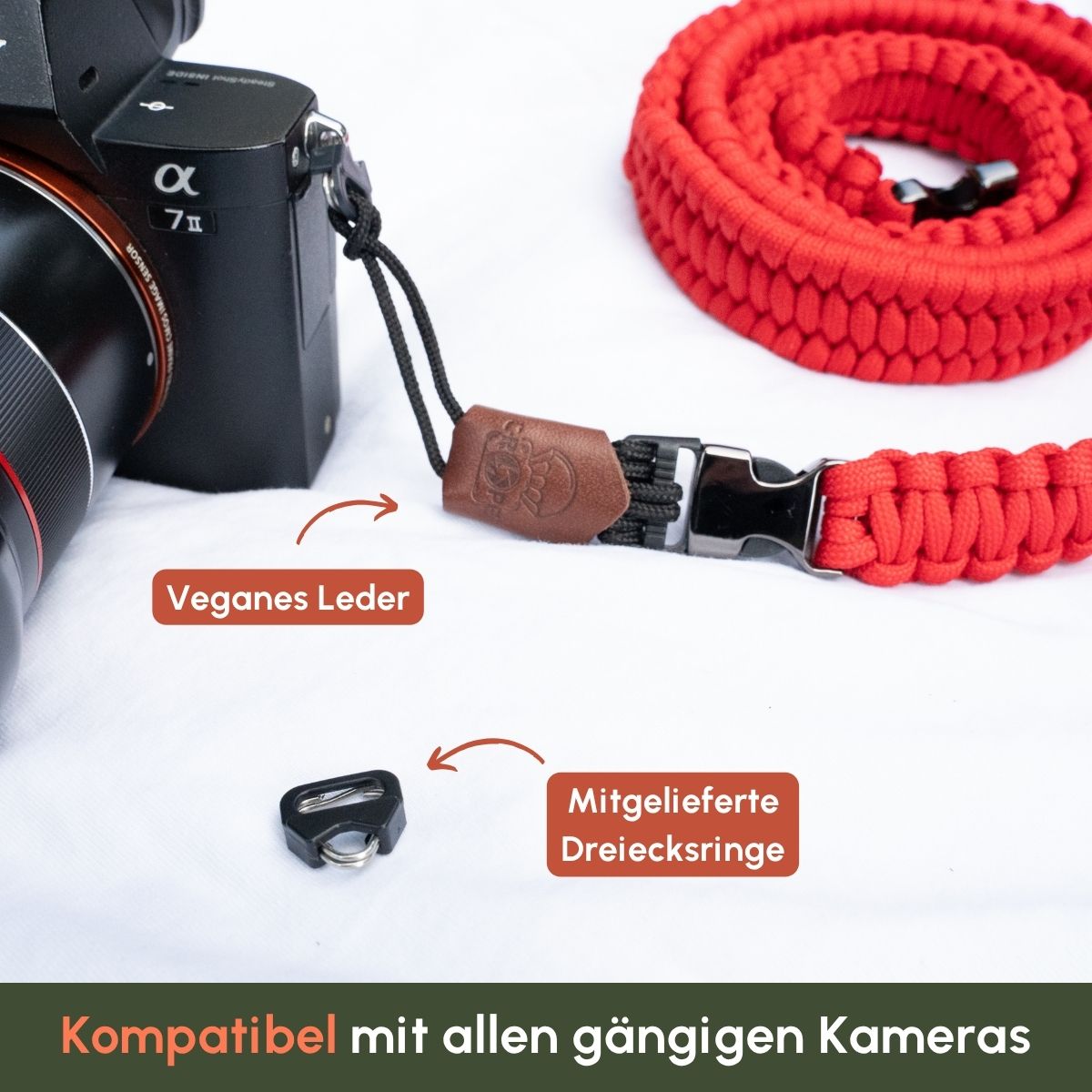C-ROPE Kameragurt Traveler aus Paracord 125cm Bright Red retail