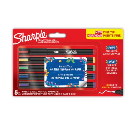 Sharpie Kreativmarker Rundspitze fein Acryl stand Farben 5er Blister Permanent Marker