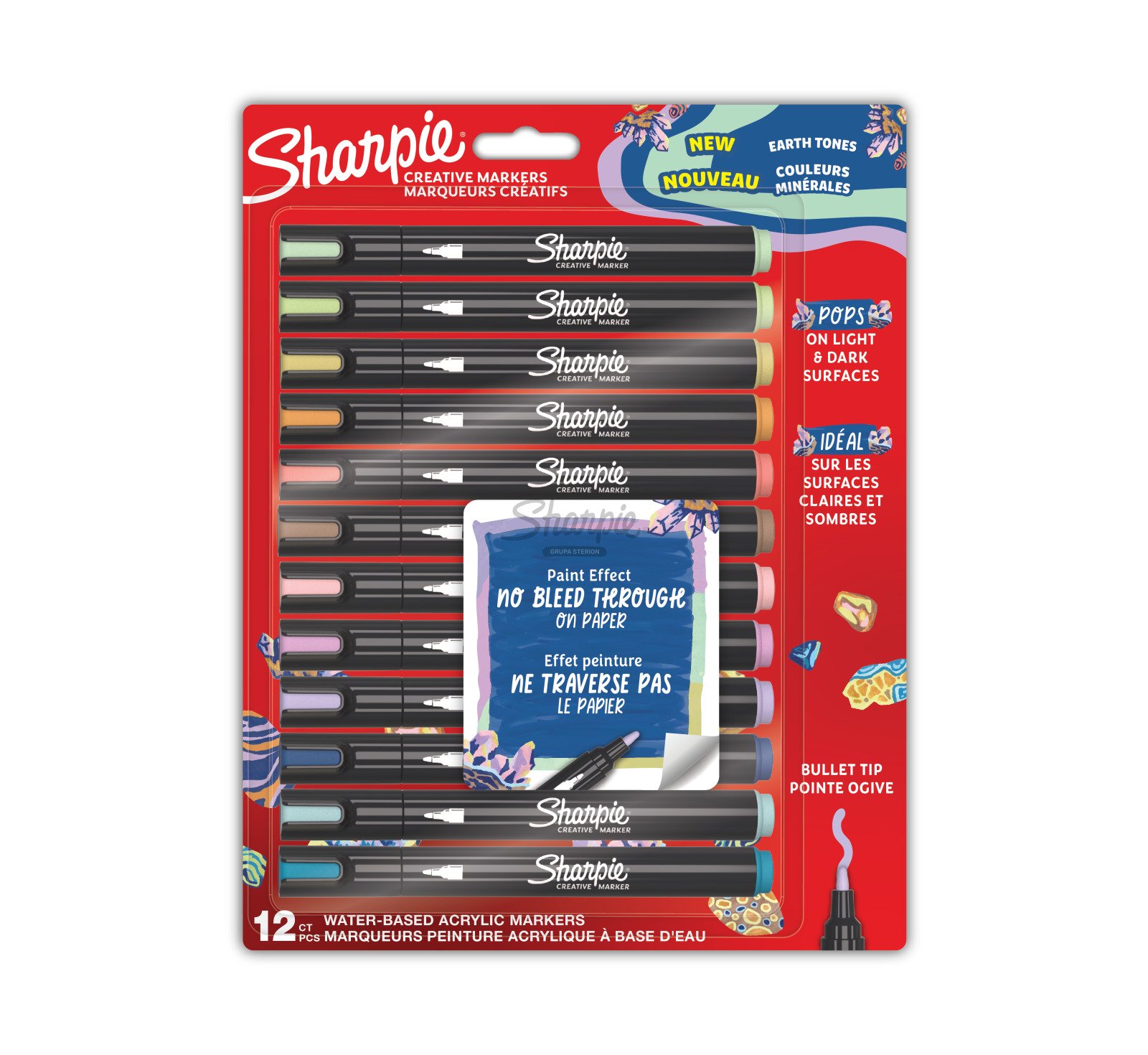 Sharpie Kreativmarker Rundspitze Acryl Erd Farben 12er Blister Permanent Marker