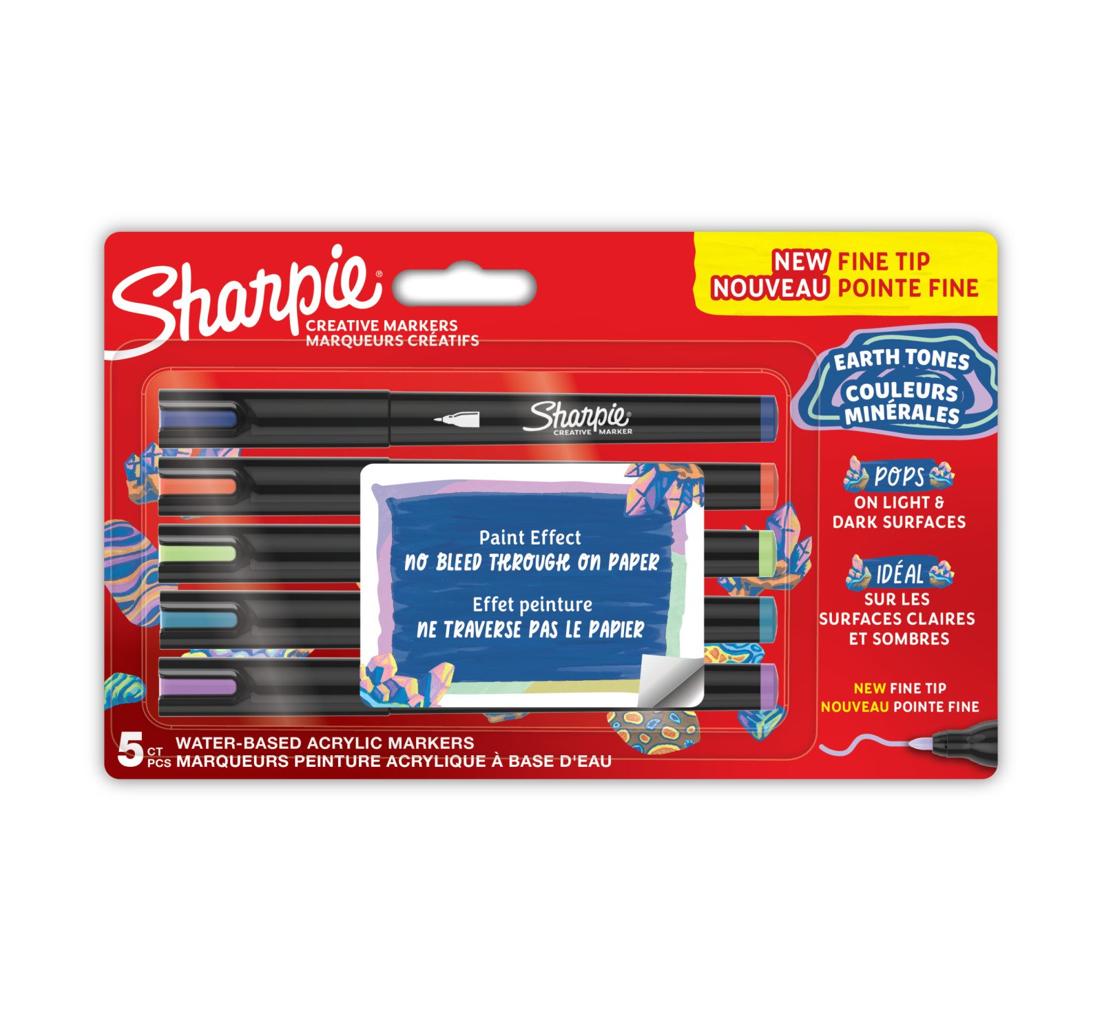 Sharpie Kreativmarker Rundspitze fein Acryl Erd Farben 5er Blister