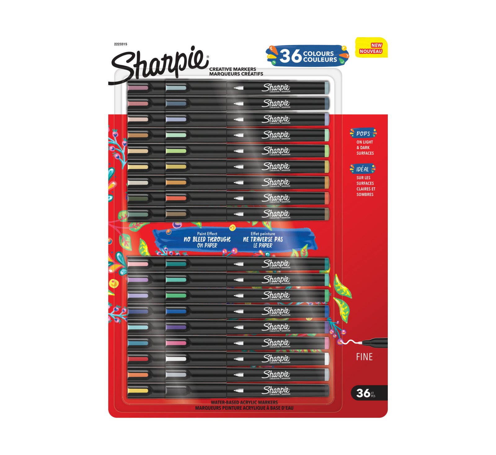 Sharpie Kreativmarker Rundspitze fein Acryl versch.Farb 36er Blister